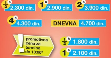 Cenovnik za sezonu 2023